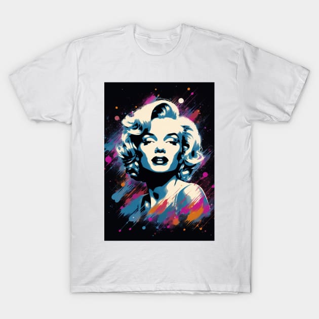 Marylin Monroe Portrait Colorful Artwork T-Shirt by Iconic Threads